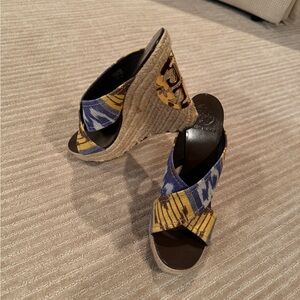 Tori Burch Kristen Canvas Wedge Espadrille Size 8